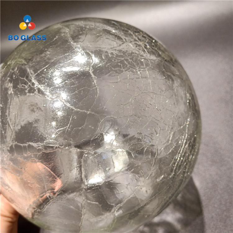 Custom Decorative Blown Clear Cracked Glass Globe Lamp Shade