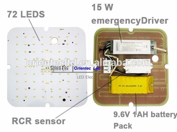 72 LED IP65 led Square emergency bulkhead light with sensor