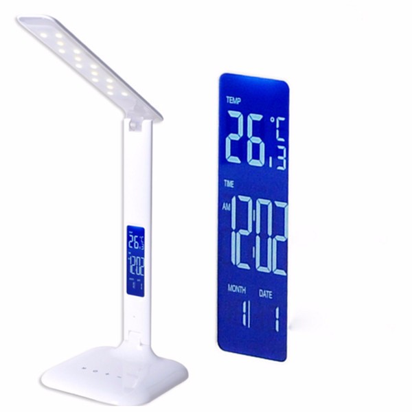 Intelligent LED Table Lamp Foldable Desk Light With Alarm Date Time Date Display