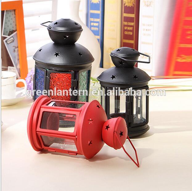 Metal Candle Holder Hanging Hurricane Lantern Bar Garden Ornaments Black