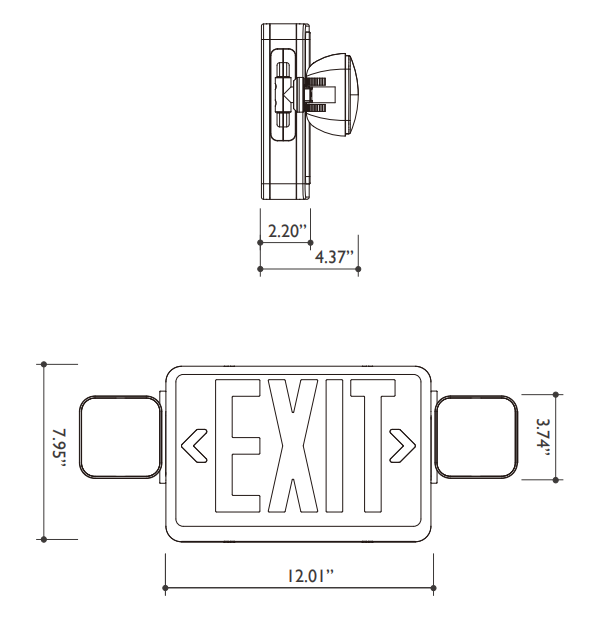 Twin Head Led Cob Emergency Exit Sign Light Battery Back Up Led Emergency Light