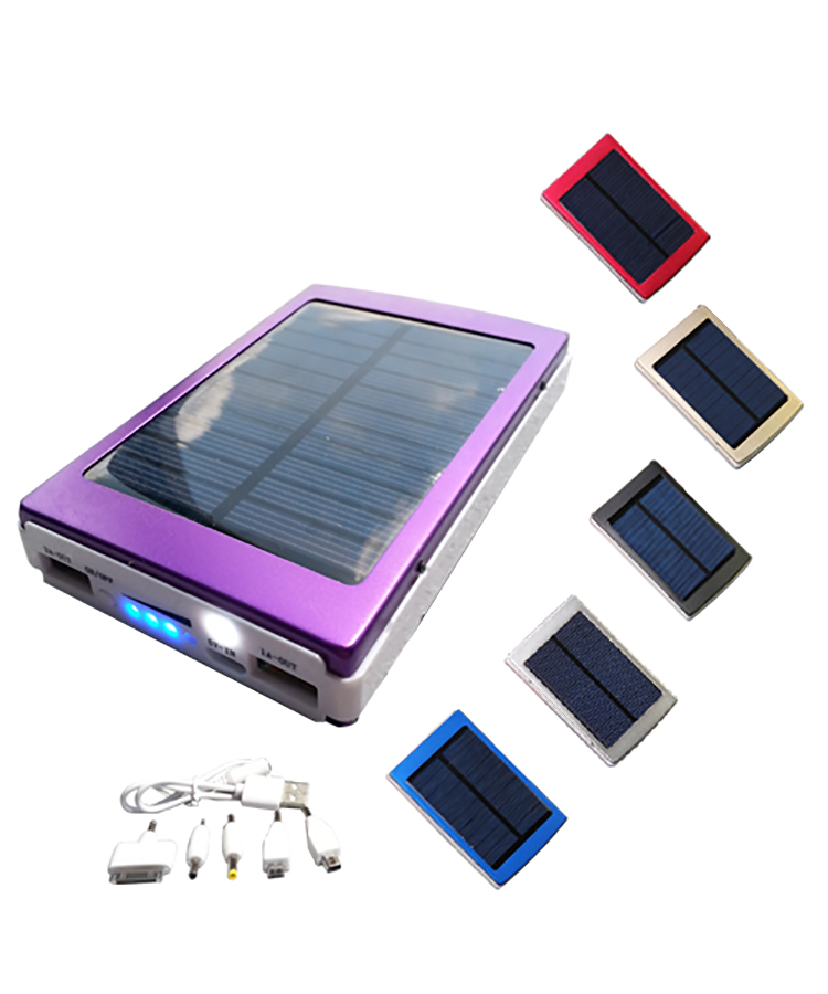 Slim Portable 10000Mah Solar Power Bank With Dual Output 5V 2A