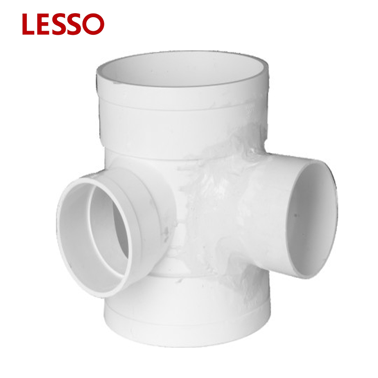 LESSO PVC Pipe Fittings Reducing Double Sanitary Sweep Tee with side inlet