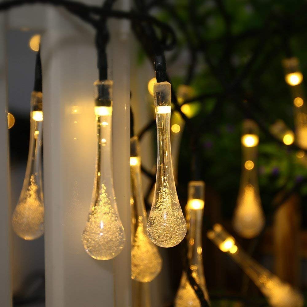 Outdoor fairy waterproof raindrop lights party Christmas string light water drop solar light string