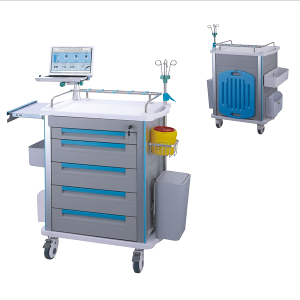 Medical cart trolley with drawer hospital emergency crash cart medical trolley