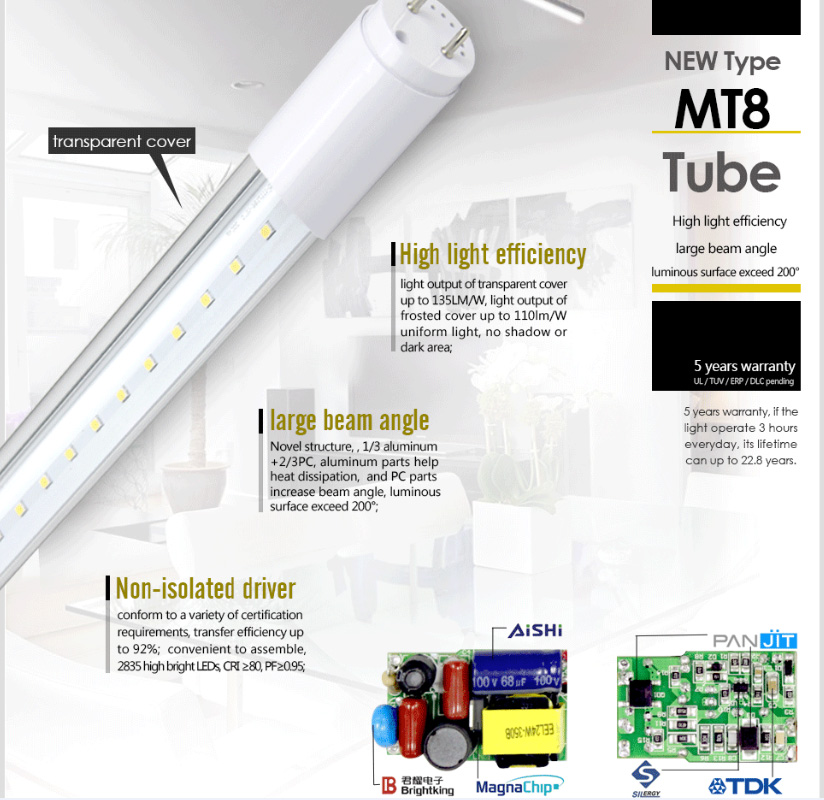 new type 9w 18w 22w led tube t8, tube led t8 with 5 warranty years