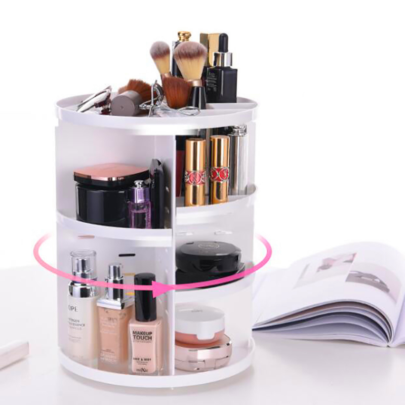 360 Degree Rotation Makeup Organizer Box Cosmetic Storage Makeup Tools Brush Holder Jewelry Watch Organizers