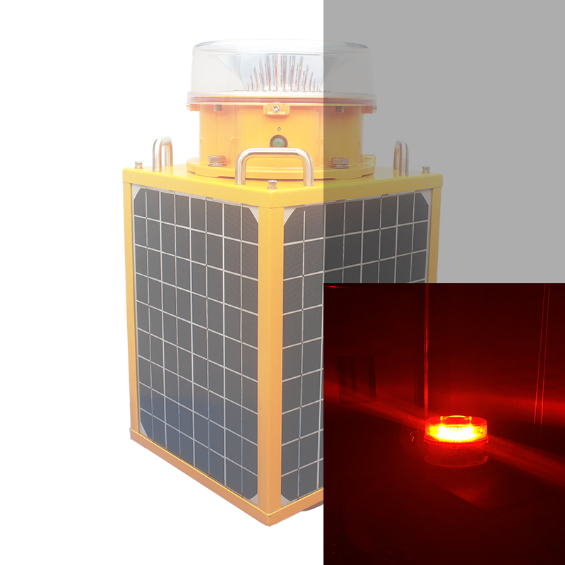 LED Red Solar Flashing Lights / Waterproof Tower Warning Aviation Obstruction Light