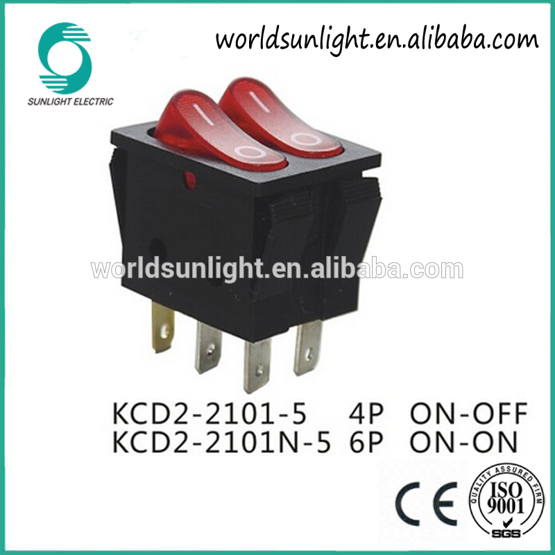 CQC CE KCD2-2101EN 12v two dots illuminated Power Rocker Switch