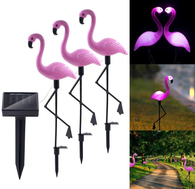 Solar Powered Pink Set of 3 Garden Outdoor Lawn Light Decor