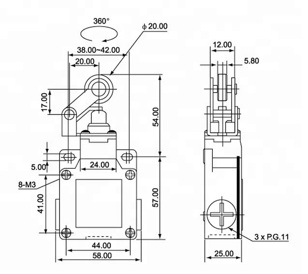 IP66 SA-012 10A 380VAC roller plunger type limit switch travel switch