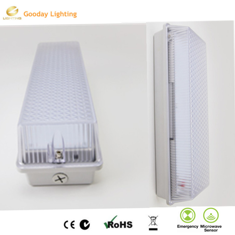 IP65 waterproof led bulkhead 5 years warranty led ceiling fixtures 3 hours emergency time with motion sensor lighting