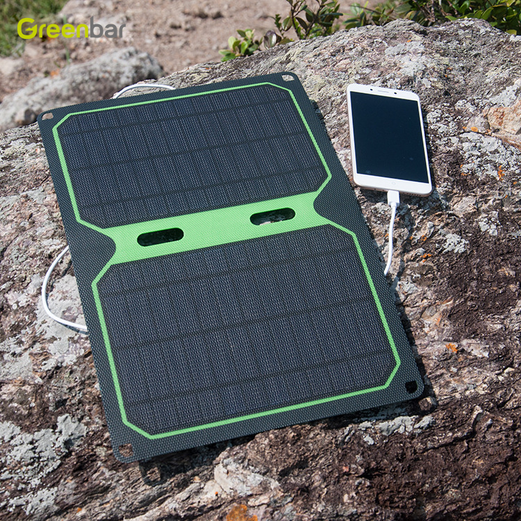 Greenbar factory supply 12W travelling camping waterproof foldable solar panel charger