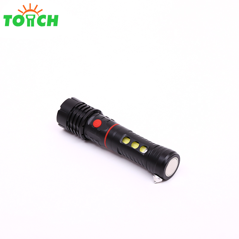 Ultra Bright safety hammer rechargeable led torch light with magnet base
