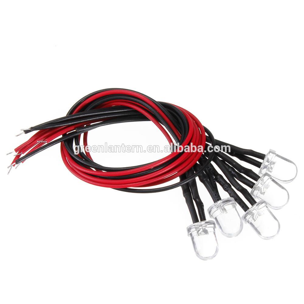 50 LED 3MM LED DIODE 12V Pre Wired Resistor 12V 10 Each Red Blue Green Yellow White Diods Round 20 CM Pre Wired Light DIY
