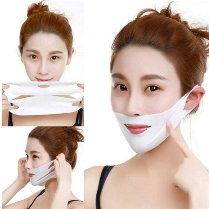 Multi function 4D Double V Face Shape Tension Mask Paper Slimming Eliminate Edema Lifting Firming Mask