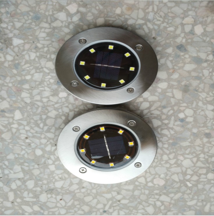 4pack 3/2/8/4leds solar garden landscape light outdoor disk lights