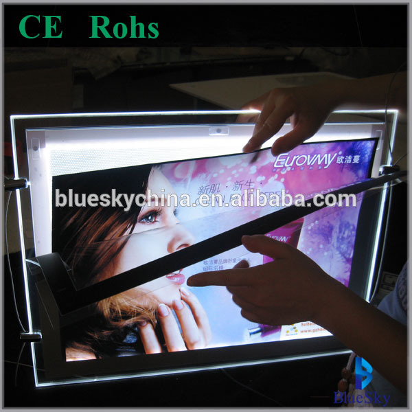 LED slim crystal magnetic panel light box for Hanging advertising display