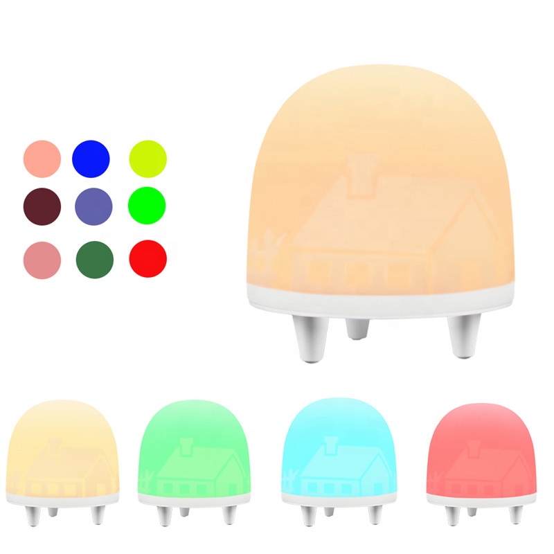 Portable Colorful Led Rabbit House Mushroom Nightlight Baby Care Animal Park Soft Silicone Lamp