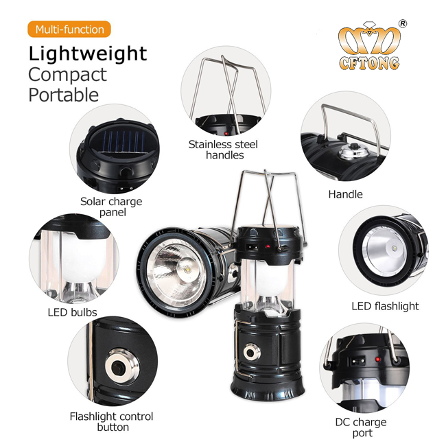 6 LED Solar Powered Stretchable And Hanging Portable Solar Lantern