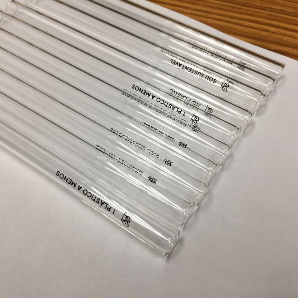 Transparent glass straw with brush from China Factory