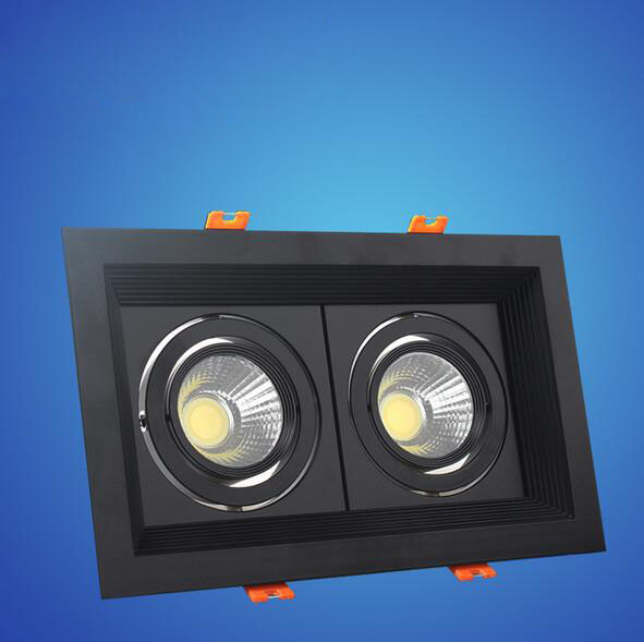 black Recessed Rectangular LED Double head led ceiling downlight Gimbal down light