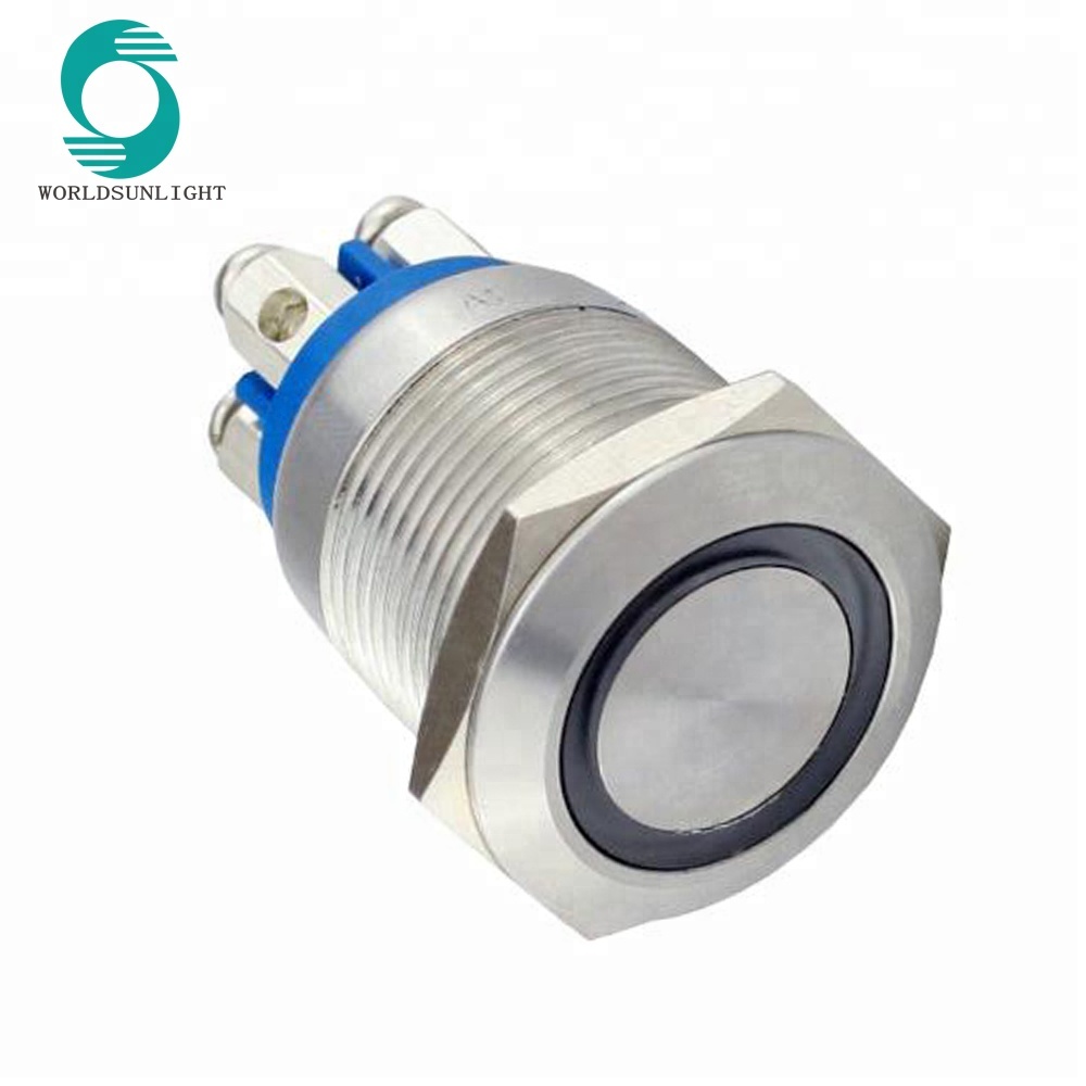 19mm momentary 4 screw terminals 1NO led light illuminated Anti vandal Pushbutton switch