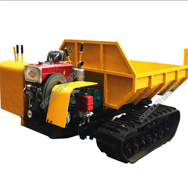 Small agricultural all terrain self-unloading rubber crawler truck