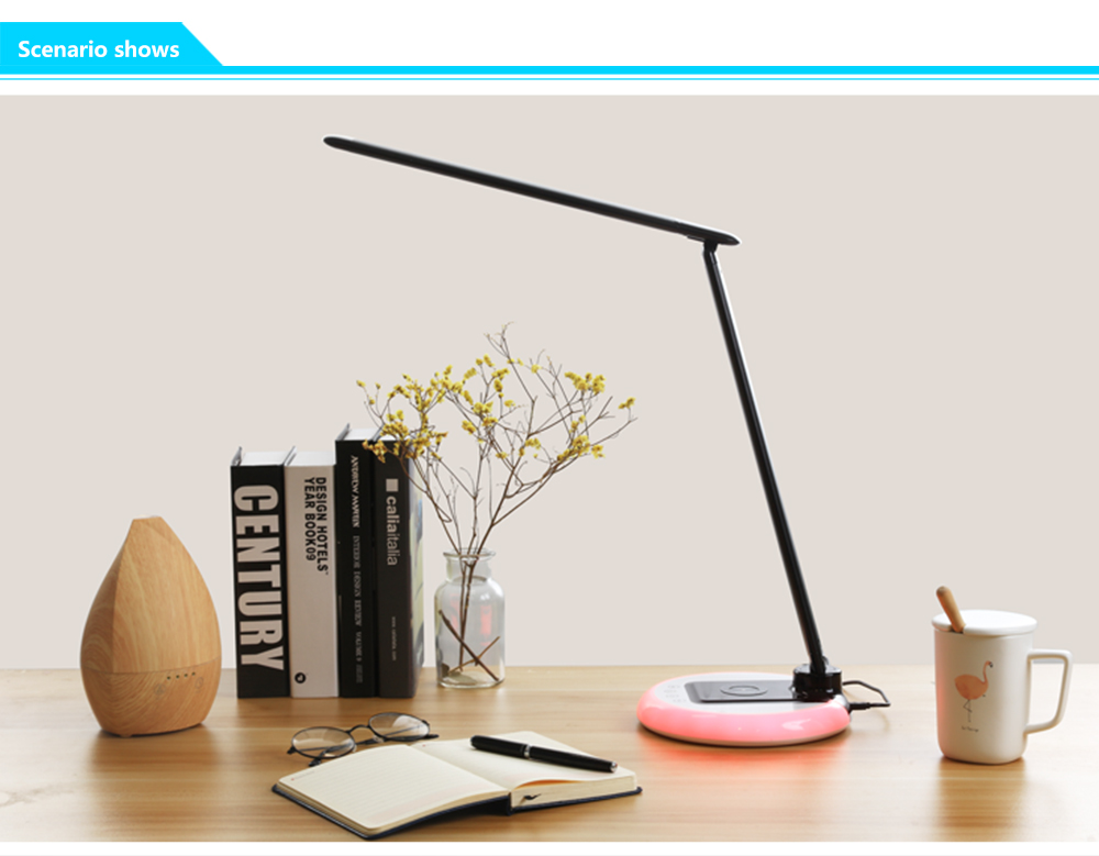 Free Sample Bedroom Reading Desk Light Portable Folding Table Lamp with Wireless Charging with USB Charging