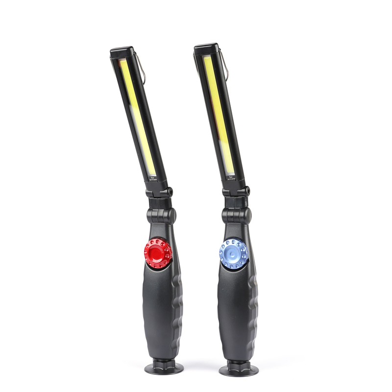 Personalized design mini magnetic folding plastic LED COB work light camping convenient flashlight by battery