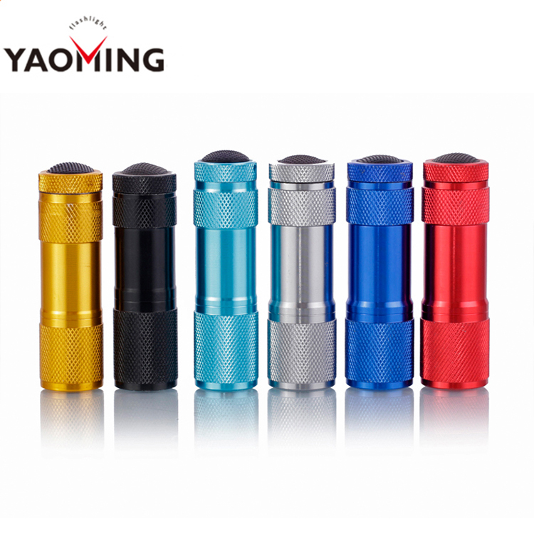 Mini 9 LED Flashlight Aluminum Alloy Camping Emergency Pocket Promotional And Gift Torch Flashlight For 3*AAA Battery