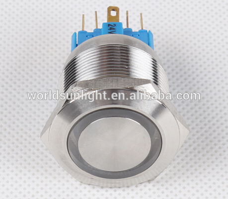 25mm illuminated led type latching or momentary stainless steel metal push button switch