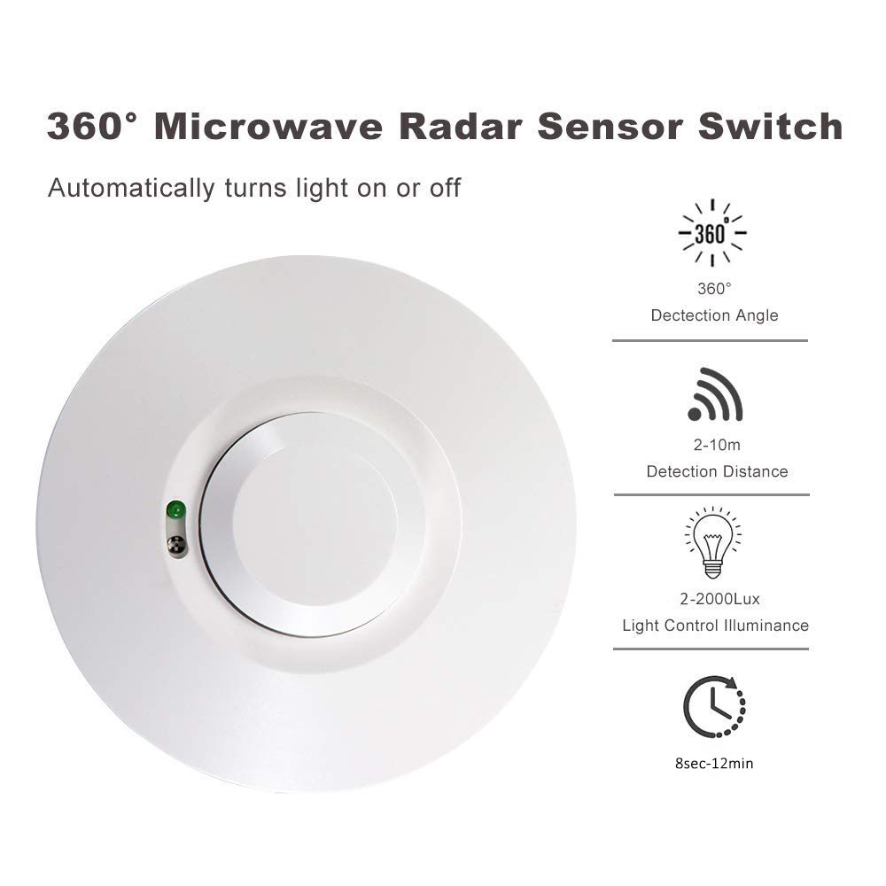 Ningbo wireless 5.8ghz 220V ceiling mounted microwave motion sensor module light auto on/off switch(PS-RS01)