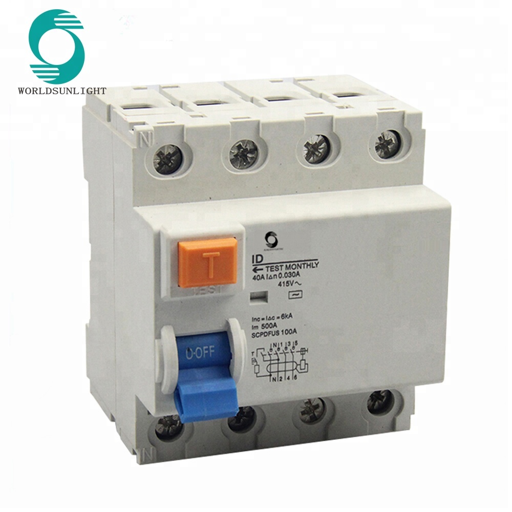 XID 2P 4P 40A rcd 30ma 100ma 300ma 500ma rccb circuit breaker