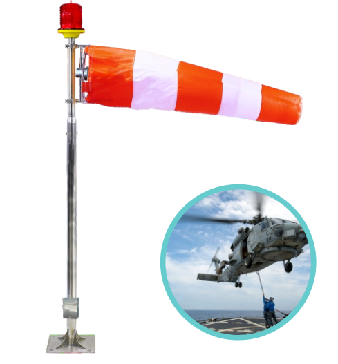 Heliport Airport 4 meter 5mmeter 6meter Helipad wind cone with L810 obstruction light