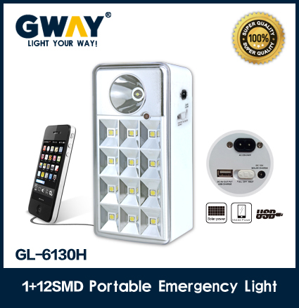 1+12 pcs rechargeable led home emergency light with USB device 5V1A