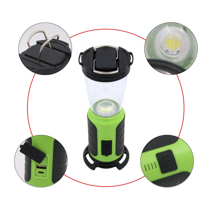 COB LED camping lantern rechargeable camp lights with power bank outdoor