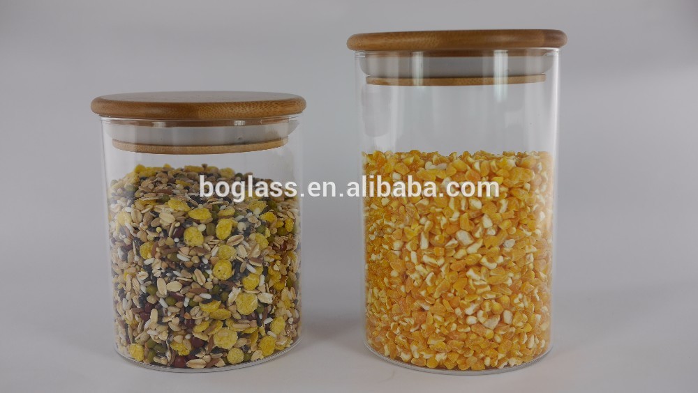 glass storage jar with bamboo lid