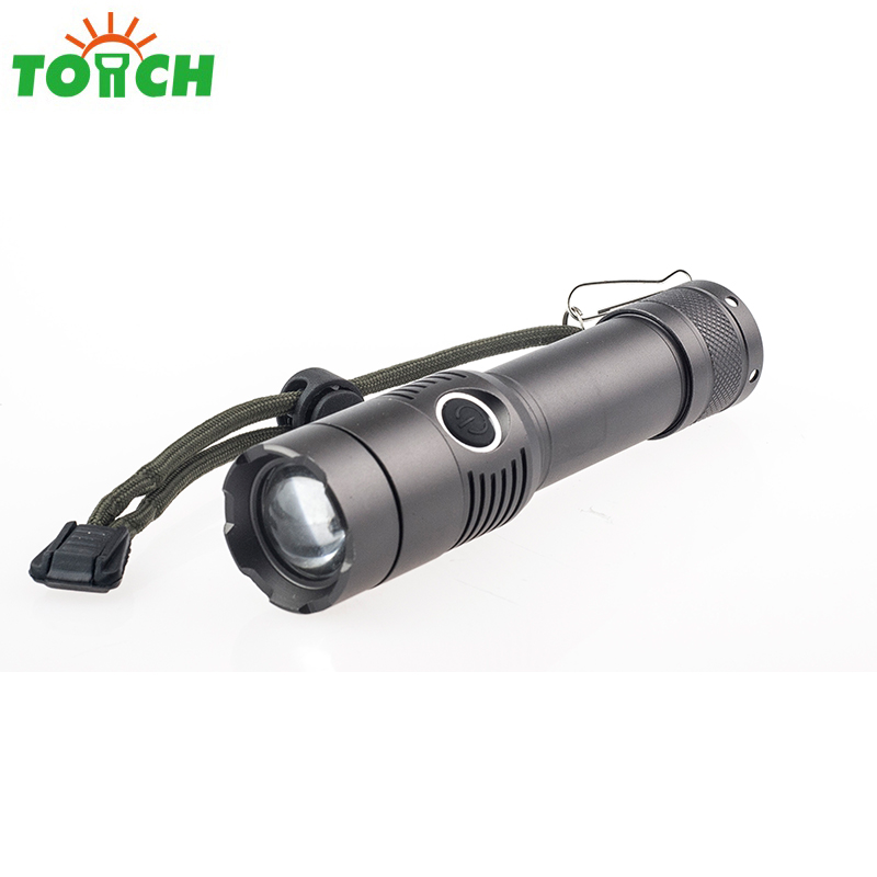 2019 best selling Aluminum Alloy Zoomable rechargeable LED Flashlight hand light for Camping