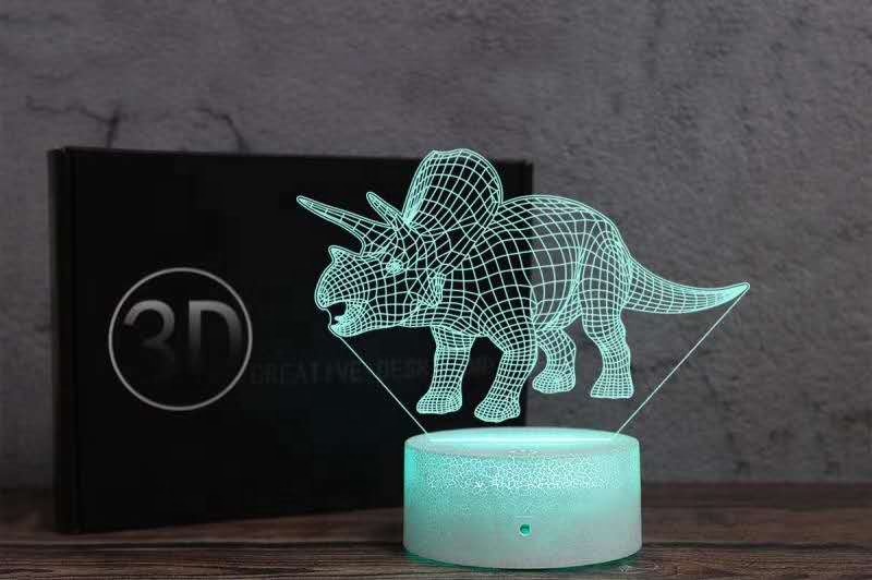 Dinosaur 3D LED Night Light Table Desk Lamps,  3D Optical Illusion Visual Lamp 7 Colors Touch Table Desk Lamp