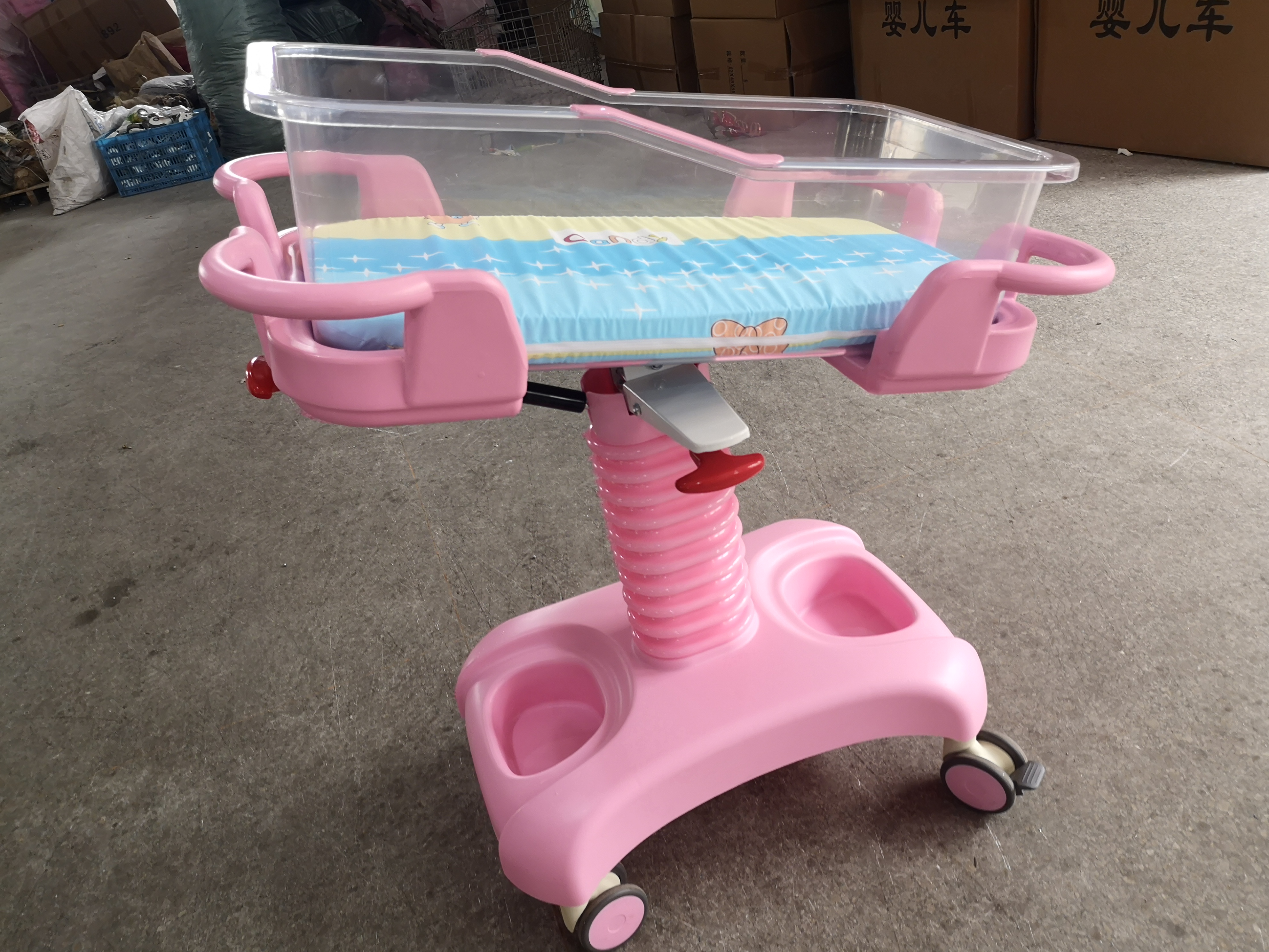 Hospital trolley ABS cheap baby cribs, mobile baby cot price