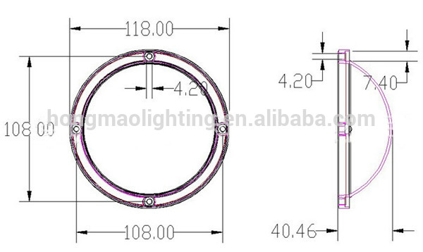 20W 30W 40W 50W 60W 100W 118 mm Led high bay light lens cover with gasket and ring