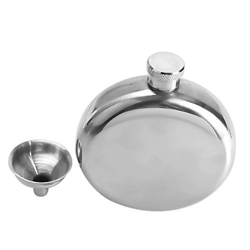 5oz Round Shape Stainless Steel Hip Flask Pocket Bottle for Whiskey Alcohol Liquor with Funnel