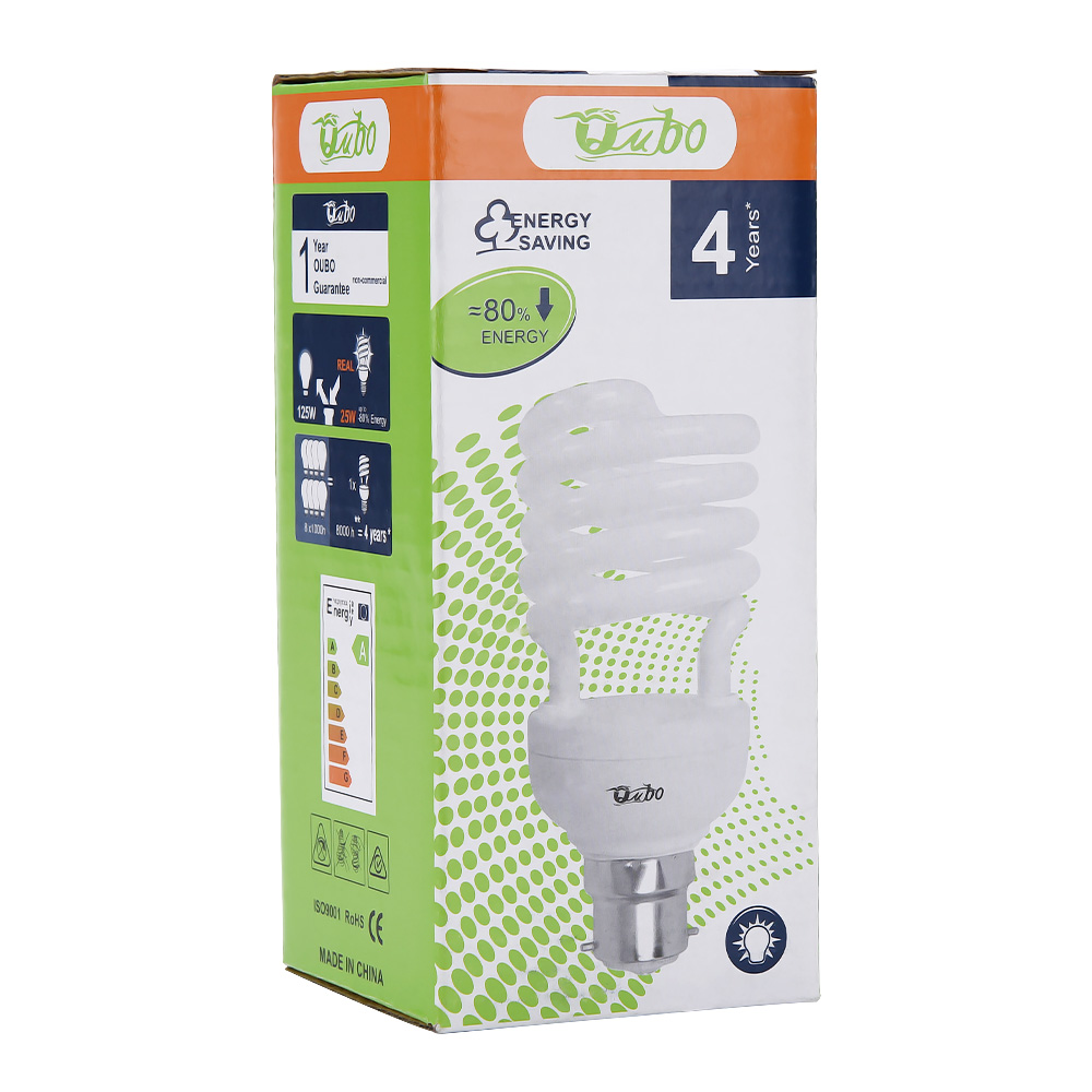 China Hangzhou supplier 8000H high quality CFL Bulb 25W half spiral energy saving lamp