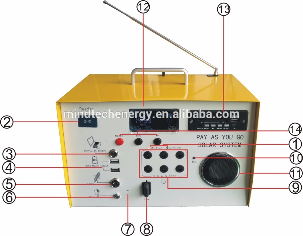 60w DC pay as you go solar home lighting system
