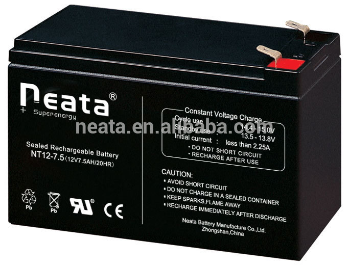 NEATA Maintenance Free Rechargeable 12V 7.5Ah AGM Battery 12V Lead Acid Battery For UPS With UL IEC60896 CE ROHS REACH ISO