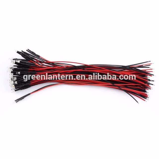 high quality DC12V/24V 20cm 5mm LED Pre Wired LED Lamp Light Bulb Emitting Diode White