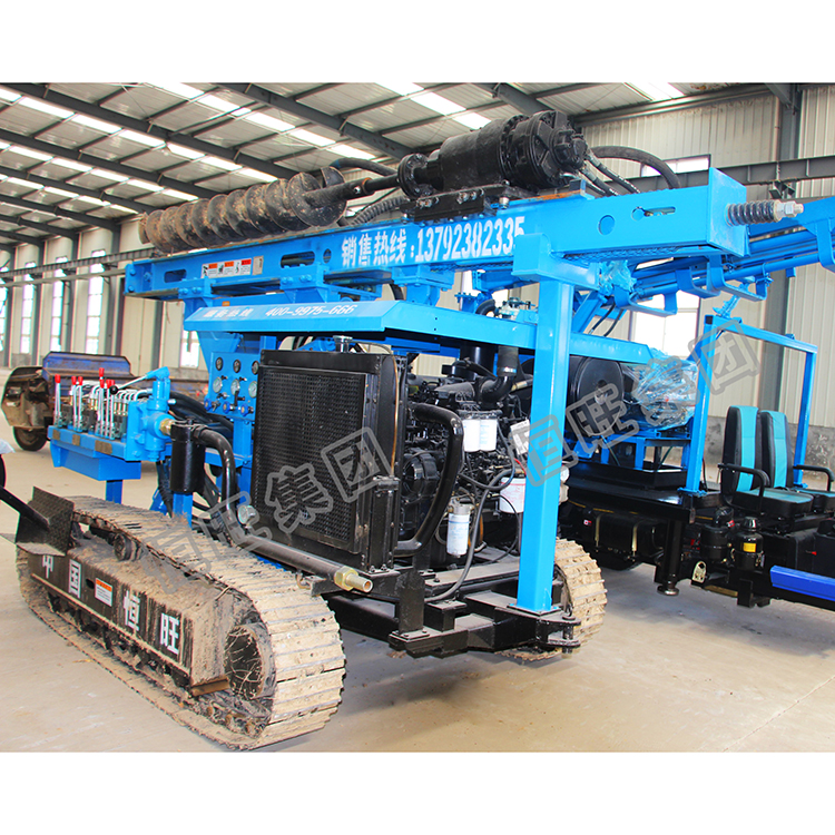 Portable electric crawler ground screw pile driver machine