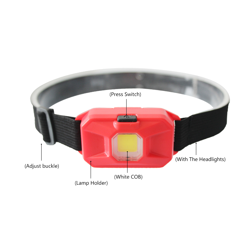 Mini Camping outdoor waterproof  Headlamp Emergency highpower Headlight Plastic AAA Battery COB LED Headlamp