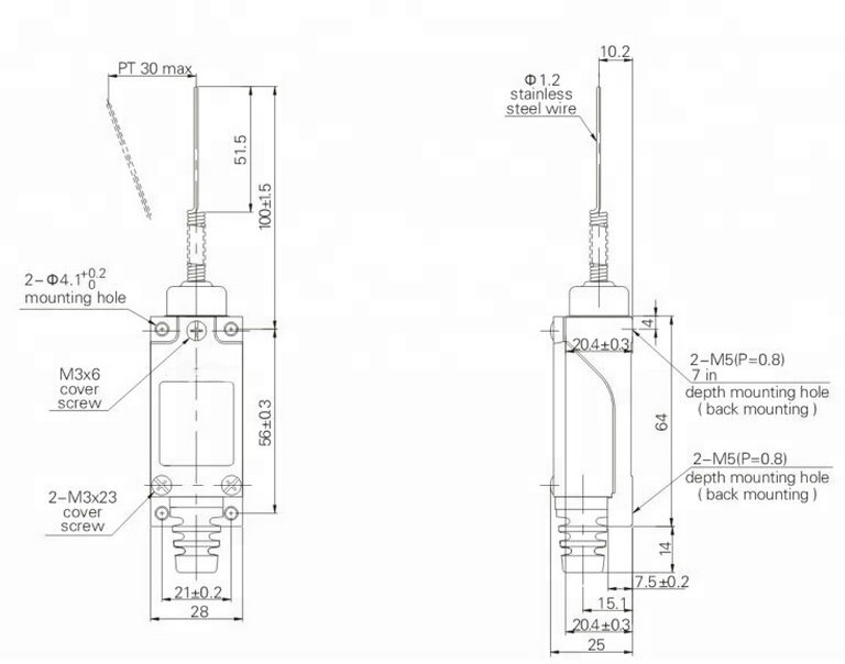 TZ-8169,IP65 long electrical life 5a 250vac spring wire general electric limit switch